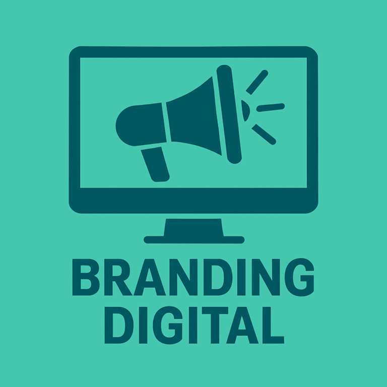 Ilustração vetorial minimalista representando o conceito de Branding Digital com destaque para conexões estratégicas em ambiente virtual - Nino Carvalho