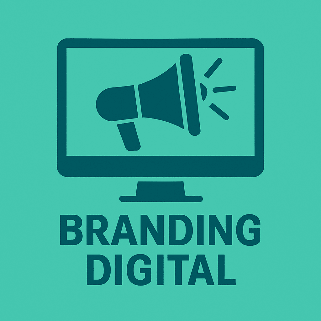 Ilustração vetorial minimalista representando o conceito de Branding Digital com destaque para conexões estratégicas em ambiente virtual - Nino Carvalho